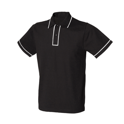 Black Polo Shirt with White Piping