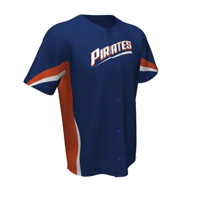 Blue and Red Sublimated Baseball Full Button Jersey