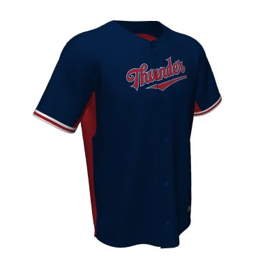 Blue and Red Baseball Full Button Jersey