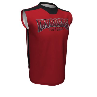 Red and Black Baseball Crew Neck Jersey