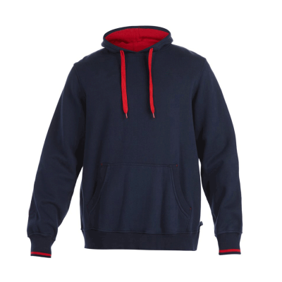 Navy Blue Hoodie with Red Inner Cap Lining