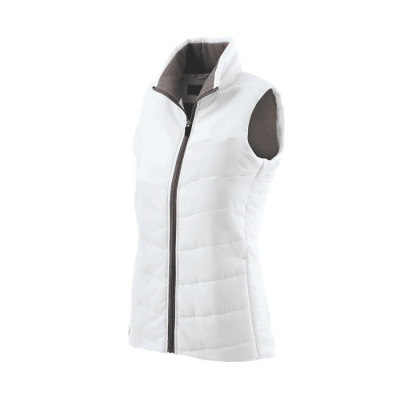 White Puffed Vest with Front Zipper