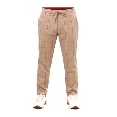 Printed Brown Check Trouser