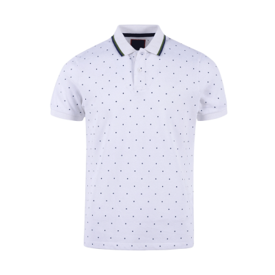 White Polo Shirt with Printed Dots